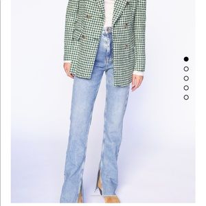 Zara slim flared fitter high rise split hem jeans with side vents